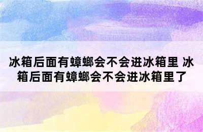 冰箱后面有蟑螂会不会进冰箱里 冰箱后面有蟑螂会不会进冰箱里了